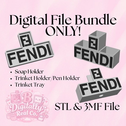 Fendi Inspired Organizer Bundle STL | Soap Holder, Trinket Tray & Pen Holder 3D Print Files | Designer Desk Organizer | Bathroom Decor STL | STL & 3MF Files