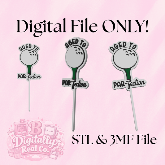 Aged to PAR-fection Cake Topper Digital File | STL & 3MF | Golf Birthday Cake Topper | Golf Party Decor | 3D Print File Download