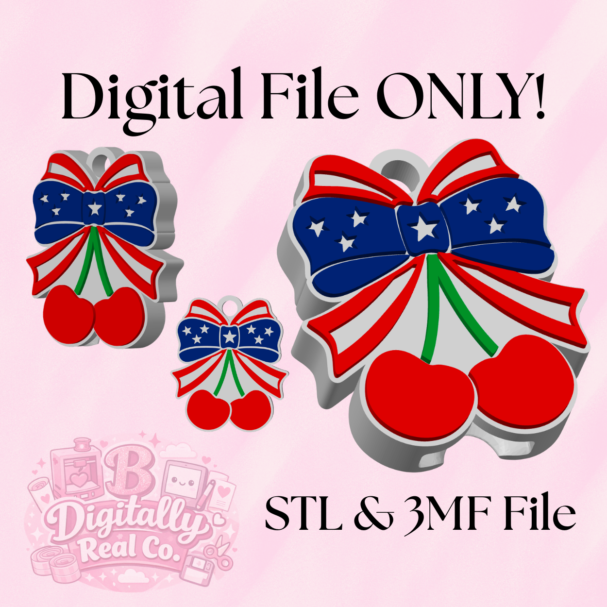 American Flag Cherry Can Opener STL & 3MF File | Patriotic 3D Print | Cherry USA Keychain Opener | Digital Download