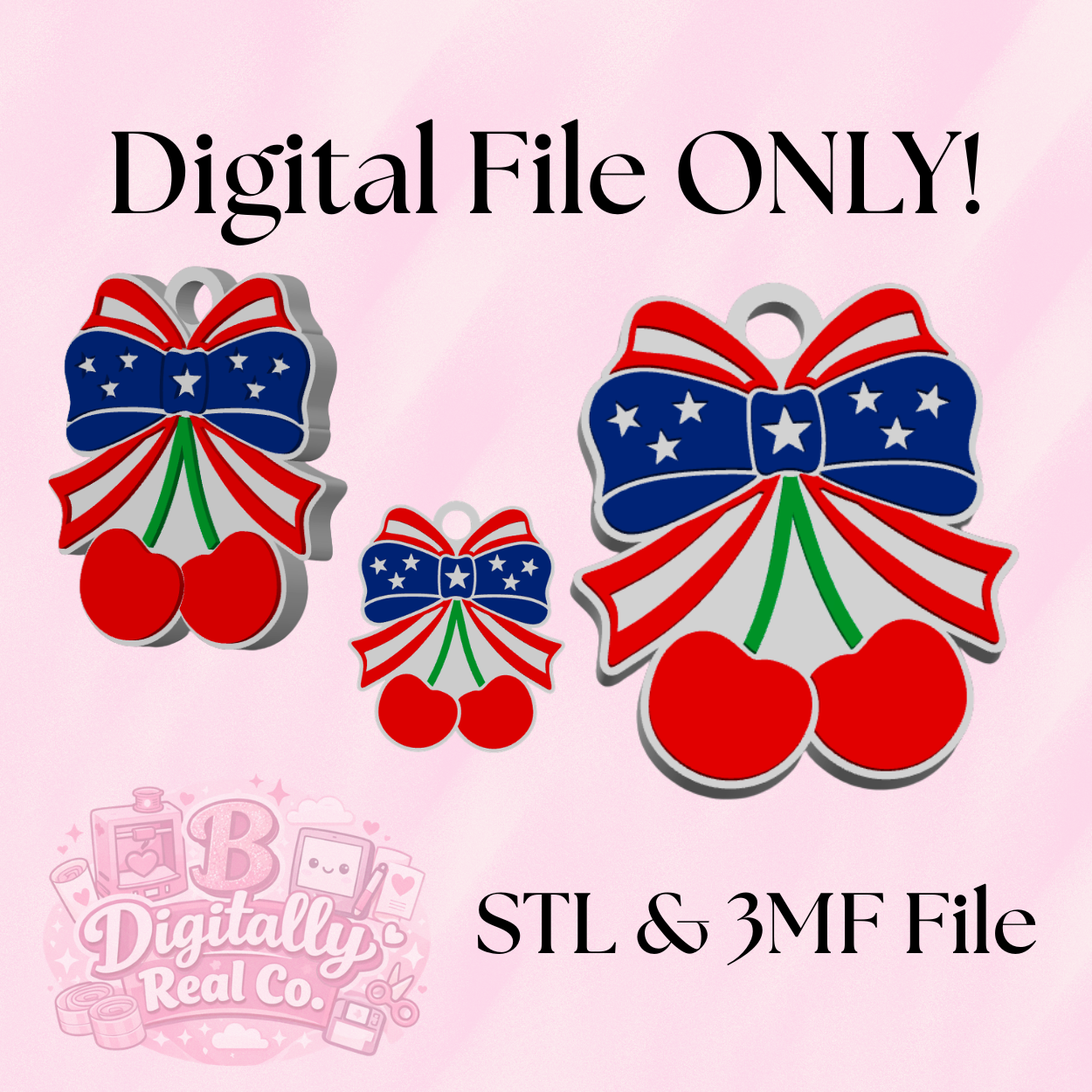 American Flag Cherry NFC Tag STL & 3MF File | Patriotic NFC Keychain | Tap to Share Tag | Digital Download