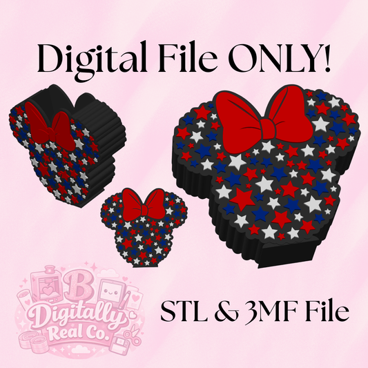 4th of July Minnie Mouse Pen Holder Digital File | STL & 3MF | Patriotic Desk Organizer | USA Mouse Ears Pen Cup | 3D Print File Download