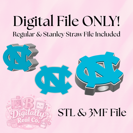 UNC Tar Heels Straw Topper – 3D Print Digital File | Stanley Cup Straw Topper | Carolina Fan Tumbler Charm | STL & 3MF | Regular & Stanley Size Included
