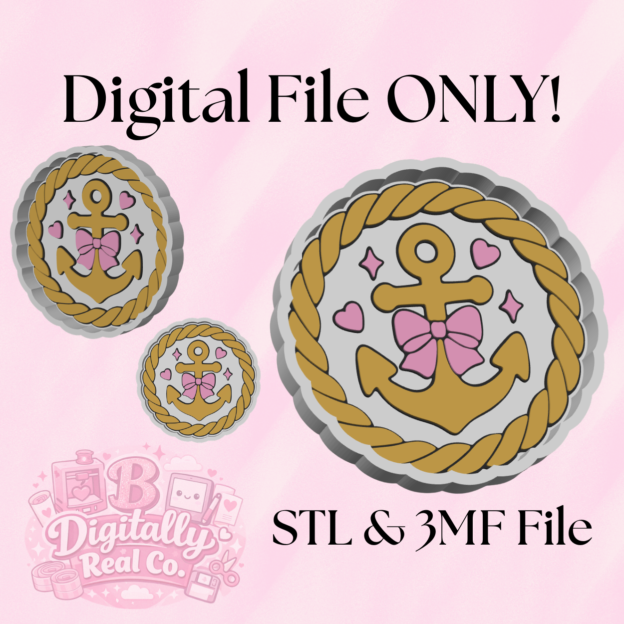 Nautical Anchor Trinket Tray Digital File | STL & 3MF | Coastal Jewelry Dish | Beach House Catchall Tray | 3D Print File Download