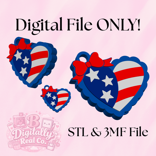 American Flag Heart Can Opener STL & 3MF File | Patriotic 3D Print | USA Flag Heart Keychain Can Opener | Digital Download ONLY