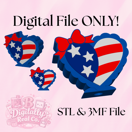 American Flag Heart Soap Holder STL & 3MF File | Patriotic Bathroom Decor | USA Heart Tray | Digital Download