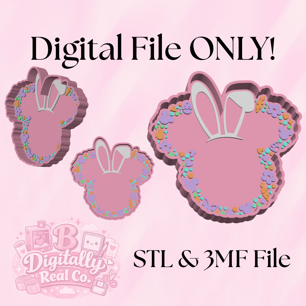 Easter Bunny Mouse Trinket Tray STL | Cute Jewelry Tray 3D Print File | Bunny Ear Catch-All Dish | Digital Download