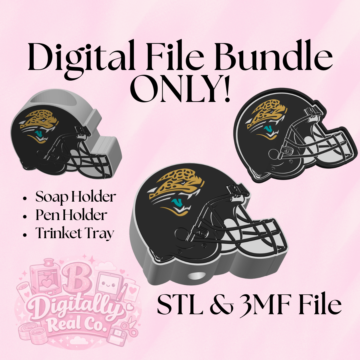 acksonville Jaguars Bundle – Pen Holder, Soap Holder & Trinket Tray | STL & 3MF Files | 3D Print Bundle | Football Fan Decor