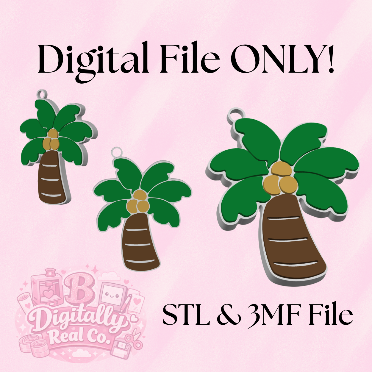 Palm Tree NFC Tag Keychain – Digital File (STL & 3MF)