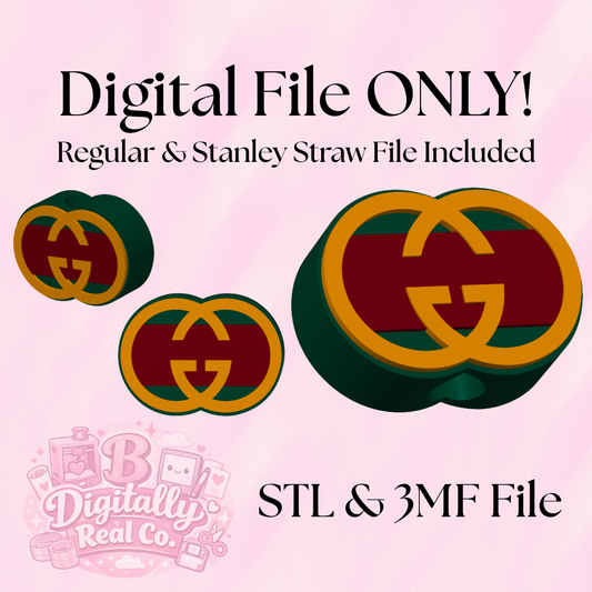 Gucci Designer Inspired GG Straw Topper STL & 3MF File | Cup Accessory | Stanley Topper | 3D Print File | Digital Download