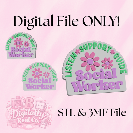Social Worker Embellishment STL & 3MF File | Badge Reel Topper | Bow Center | Listen Support Guide | 3D Print File | Digital Download
