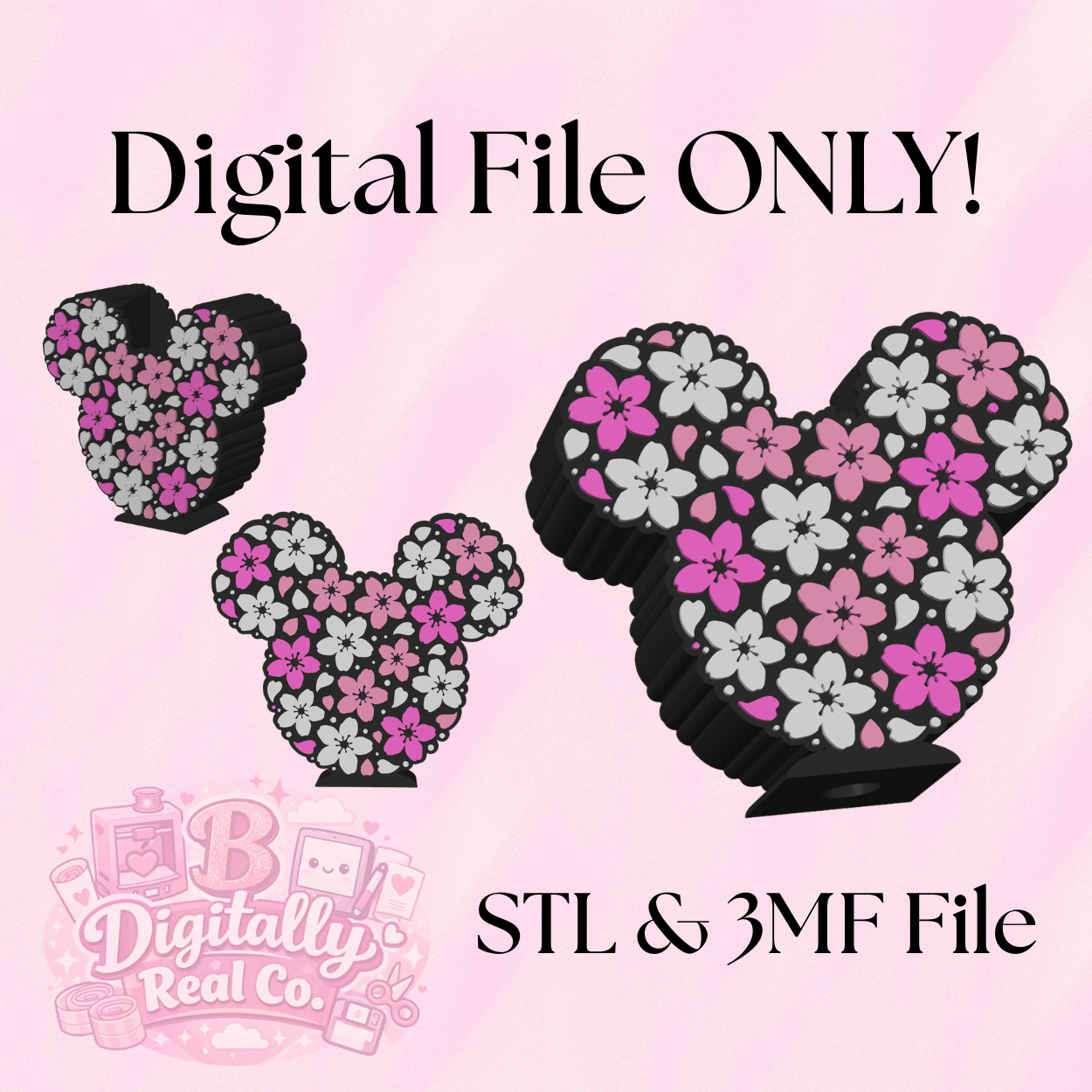 Cherry Blossom Mouse Soap Holder STL & 3MF | Floral Spring Soap Dish 3D Print File | Cute Bathroom Decor | Digital Download