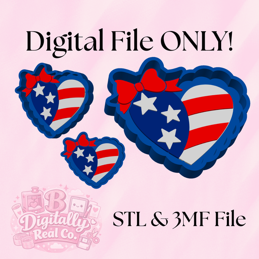 American Flag Heart Trinket Tray STL & 3MF File | Patriotic Jewelry Dish | USA Heart Decor | Digital Download