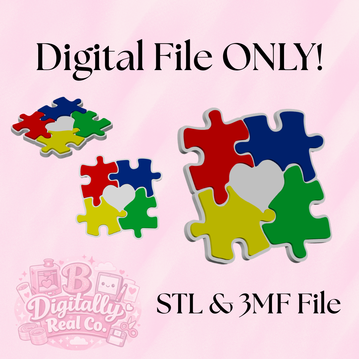 Autism Awareness Badge Reel Topper – Digital File (STL & 3MF)