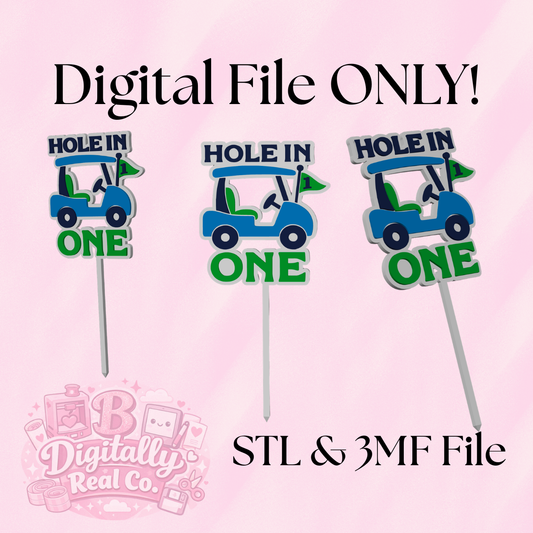 “Hole in ONE” Cake Topper – Golf 1st Birthday Digital File (STL & 3MF)