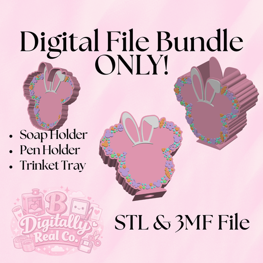 Easter Bunny Mouse Bundle STL | Soap Holder + Pen Holder + Trinket Tray | Cute Spring 3D Print Files | Digital Download