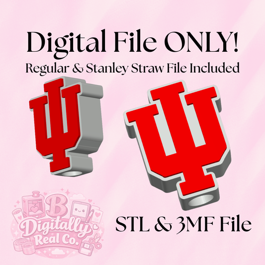Indiana Hoosiers Straw Topper STL & 3MF | IU Stanley Straw Topper | Hoosiers Cup Charm | College Sports Tumbler Accessory | Digital Download