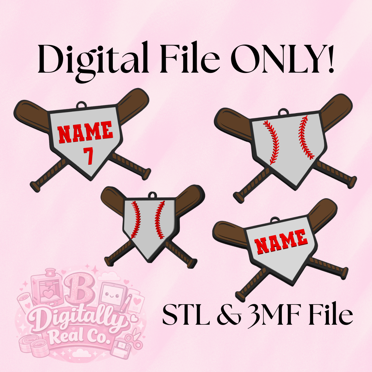 Custom Baseball Bag Tag – Personalized Name & Number Digital File (STL & 3MF)