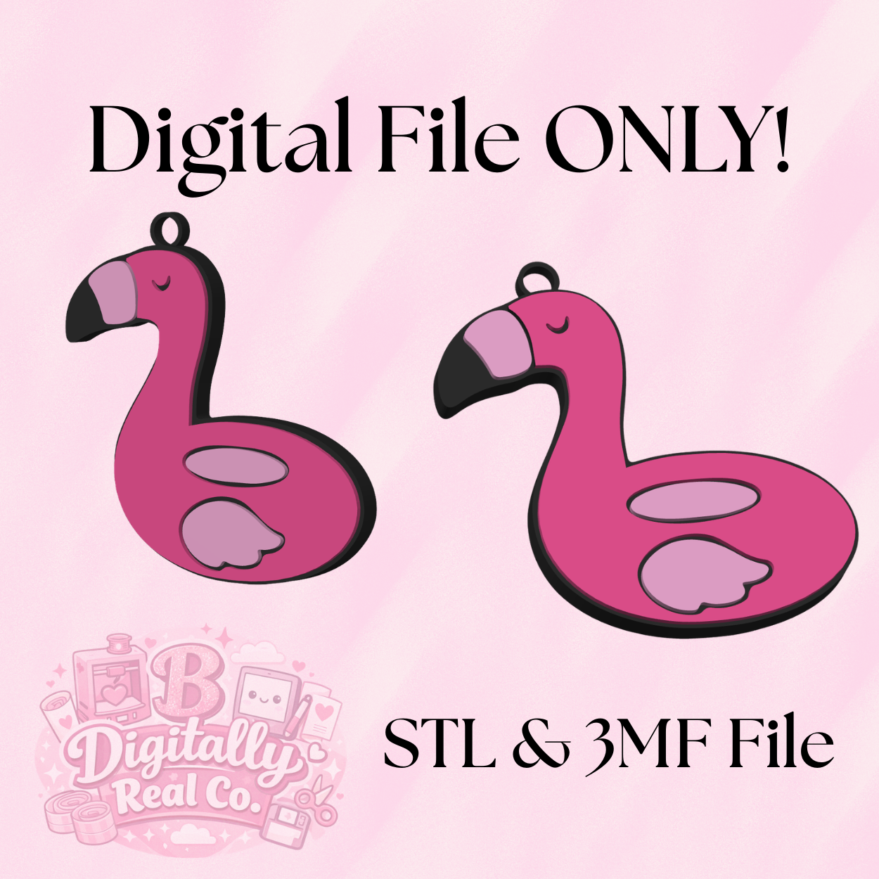 Flamingo NFC Tag Keychain – Digital File (STL & 3MF)