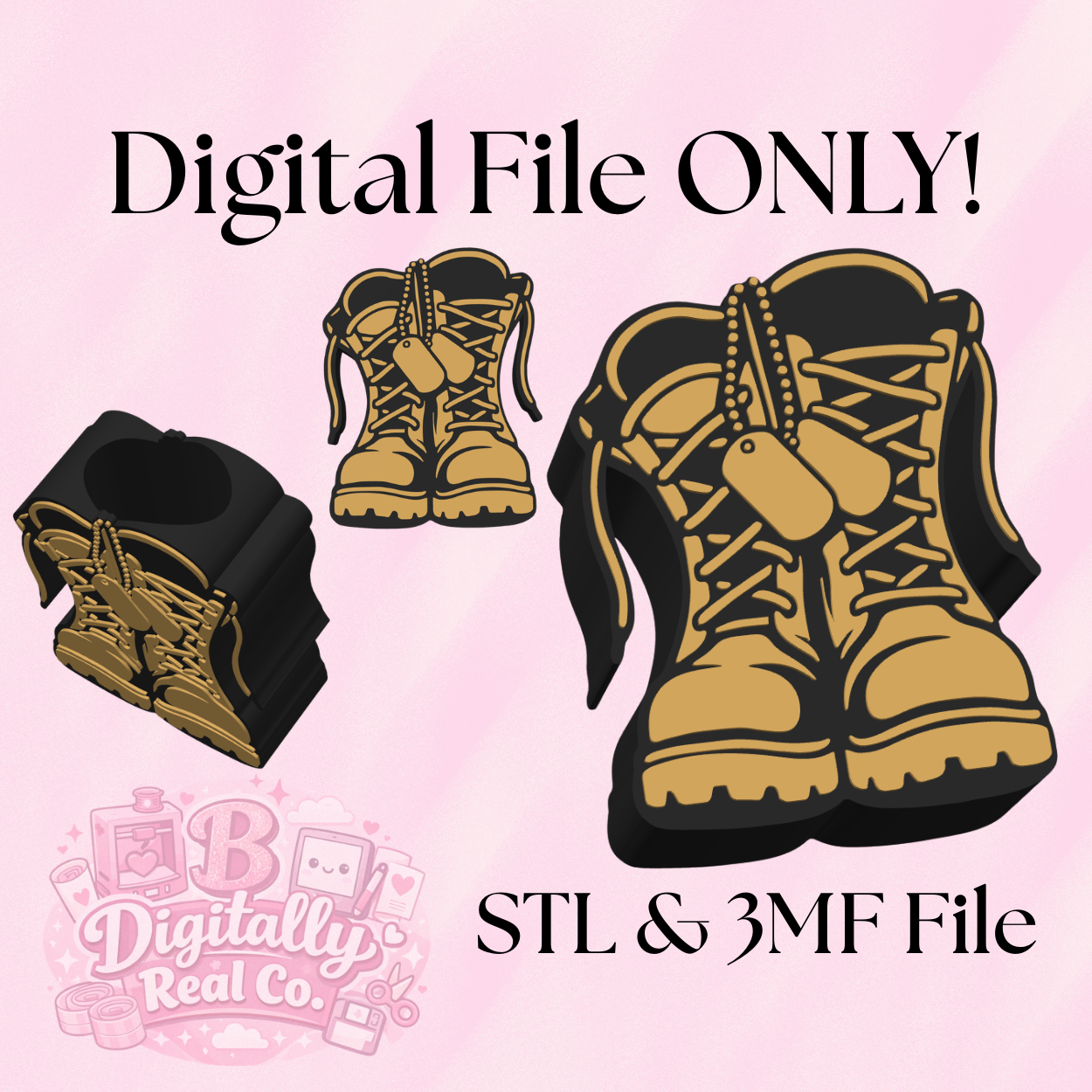 Military Boots Pen Holder – STL & 3MF Digital File | Desk Organizer | 3D Print File | Veteran Gift