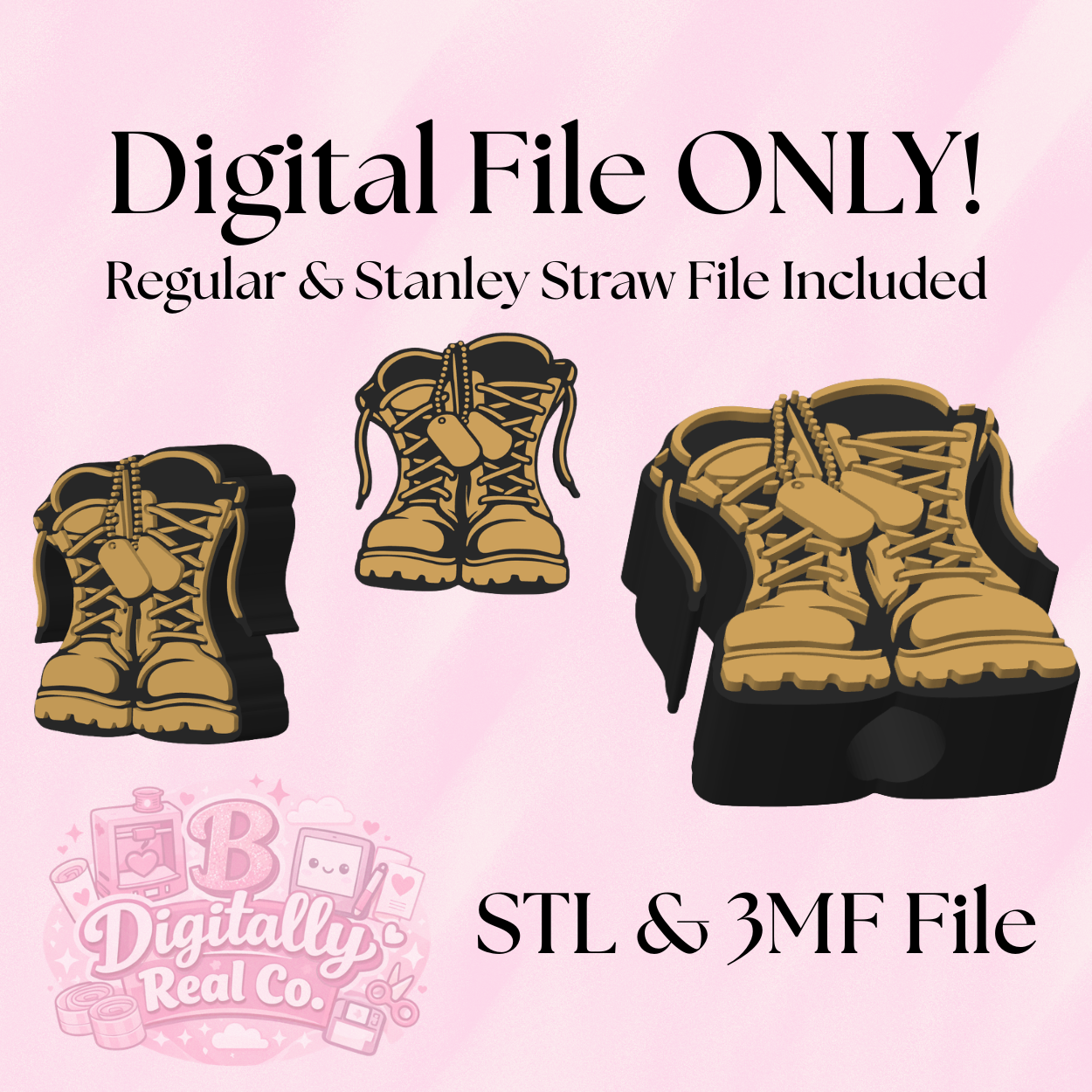 Military Boots Straw Topper – STL & 3MF Digital File | 8mm & 10mm | Stanley Topper | 3D Print File