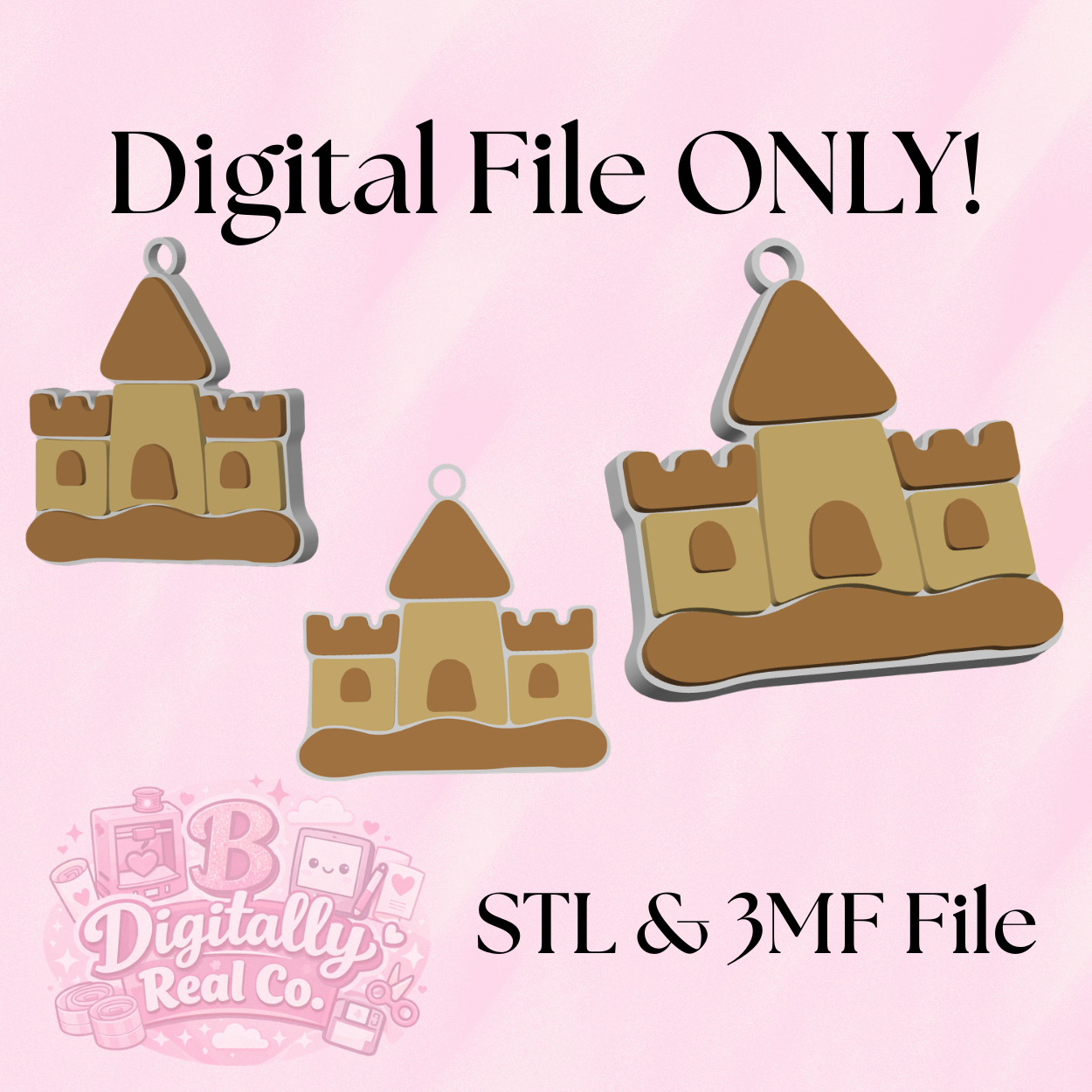 Sandcastle NFC Tag Keychain – Digital File (STL & 3MF)