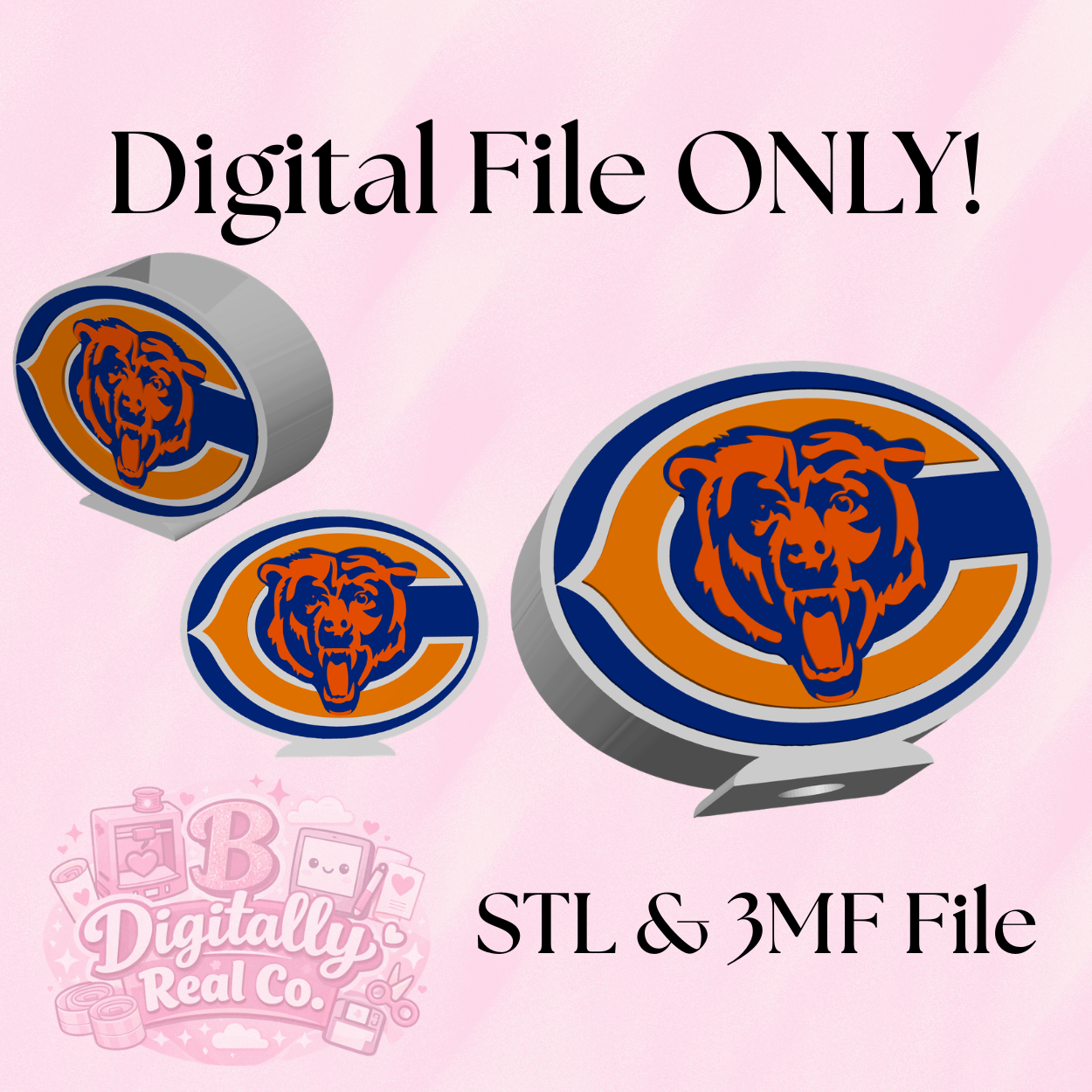 Chicago Bears Soap Holder STL & 3MF | Football Bathroom Decor 3D Print File | Bears Soap Dish | Digital Download