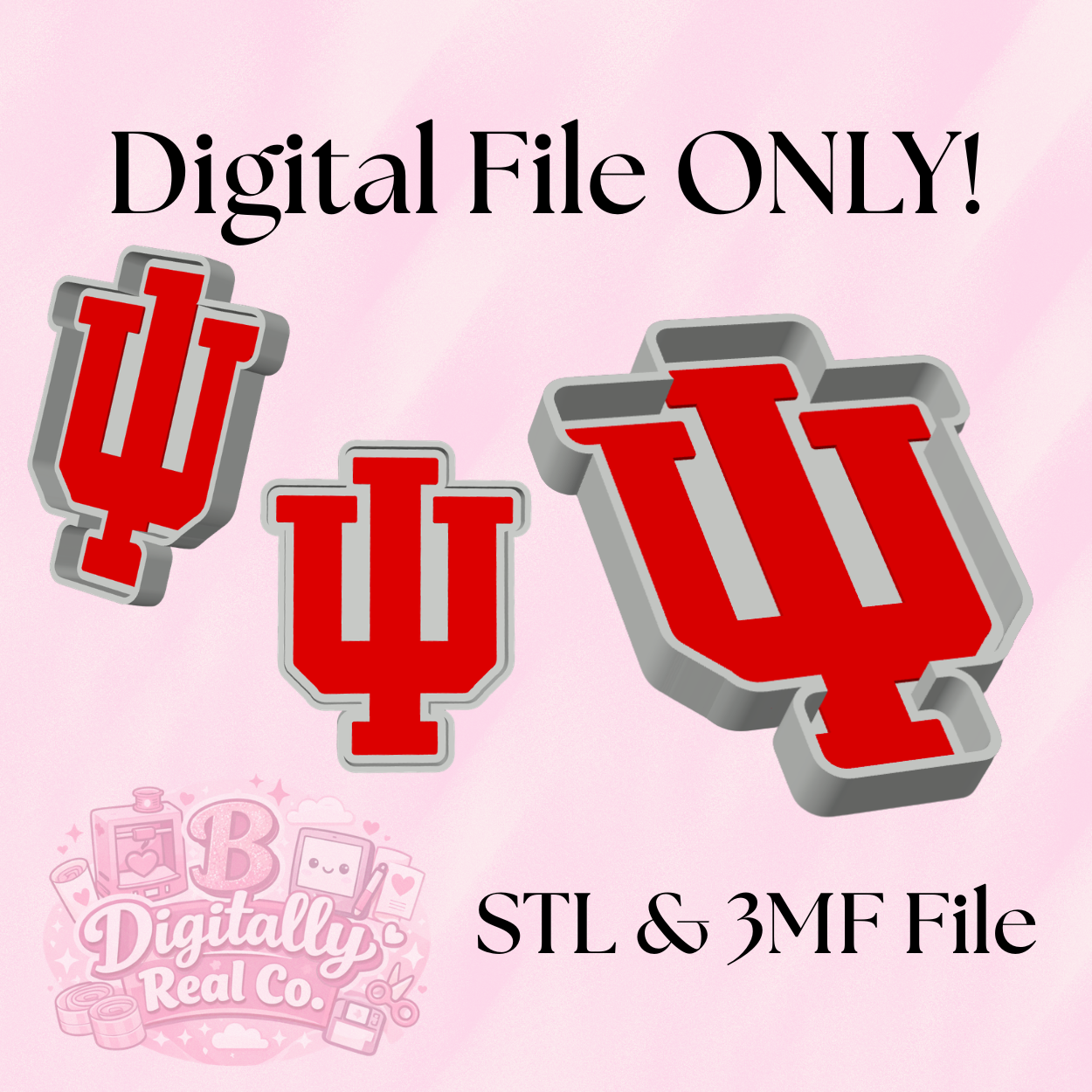 Indiana Hoosiers Trinket Tray STL & 3MF | IU Catch All Tray | Indiana Desk Decor | College Sports Organizer | Digital Download