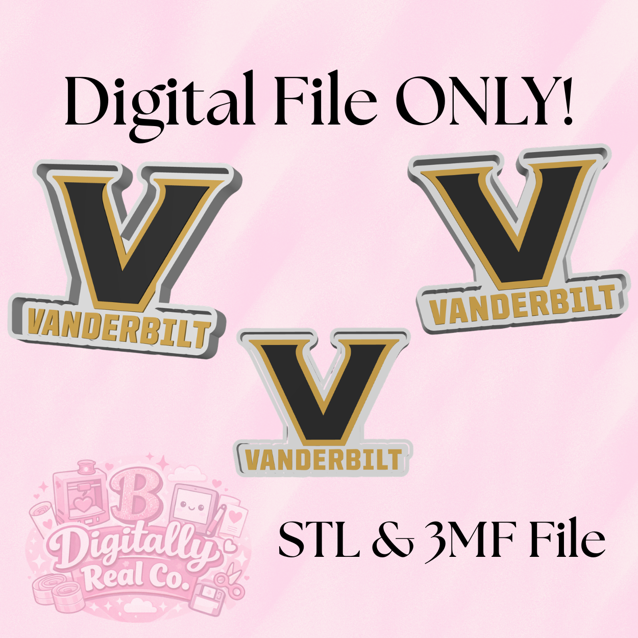 Vanderbilt Trinket Tray STL & 3MF File | Jewelry Dish | College Fan Decor | 3D Print File | Digital Download ONLY