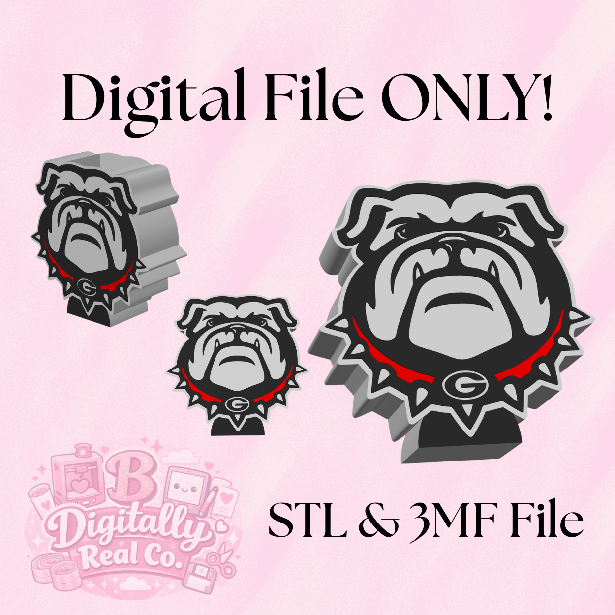 Georgia Bulldogs Pen Holder STL & 3MF | UGA Desk Organizer 3D Print File | Bulldog Pencil Holder | Digital Download