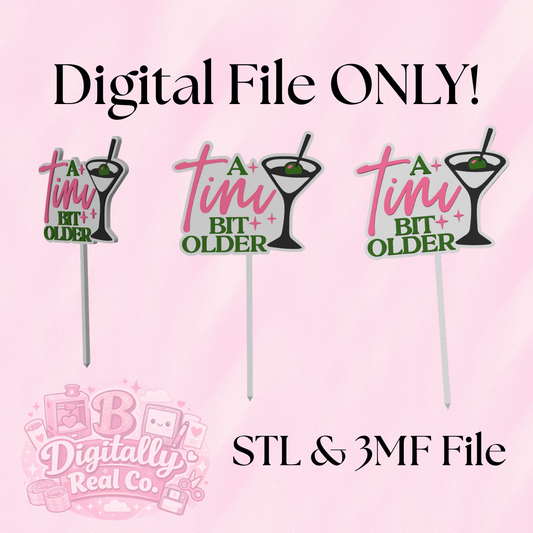 A Tini Bit Older Cake Topper STL & 3MF File | Birthday Cake Topper | Funny Birthday Decor | 3D Print File | Digital Download