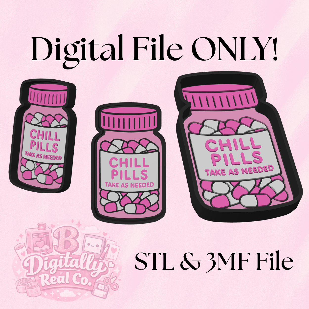 Chill Pills Trinket Tray STL & 3MF File | Funny Catch All Tray | Take As Needed | Desk Organizer | 3D Print File | Digital Download