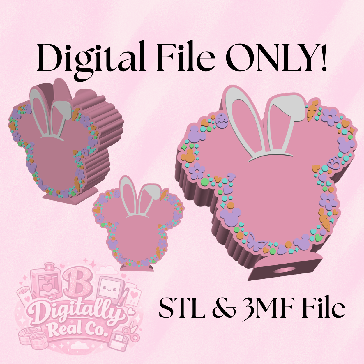 Easter Bunny Mouse Soap Holder STL | Cute Spring Soap Dish 3D Print File | Bunny Ear Decor | Digital Download