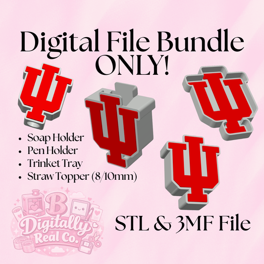 Indiana Hoosiers 3D Print Bundle | IU Soap Holder, Pen Holder, Trinket Tray & Straw Topper | STL & 3MF Files | Digital Download
