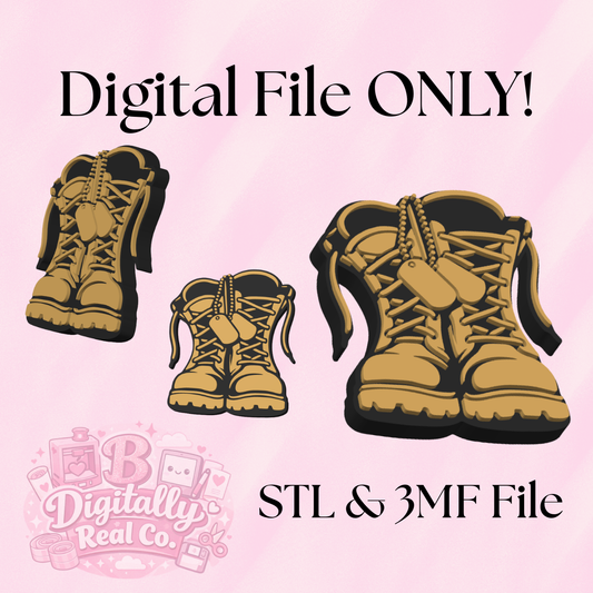 Military Boots Badge Reel Embellishment – STL & 3MF Digital File | 3D Print File | Nurse Badge Reel | Veteran Gift