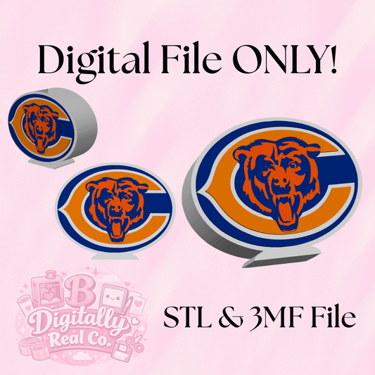 Chicago Bears Pen Holder STL & 3MF | Football Desk Organizer 3D Print File | Bears Pencil Holder | Digital Download