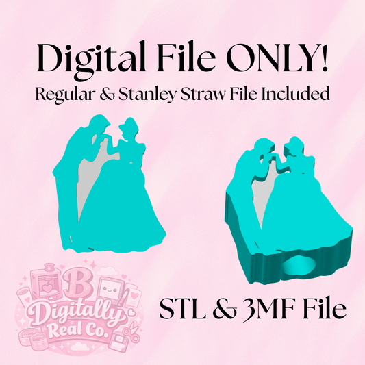 Cinderella Straw Topper STL & 3MF | 8mm & 10mm Straw Sizes | Princess Tumbler Topper 3D Print File | Regular & Stanley | Digital Download