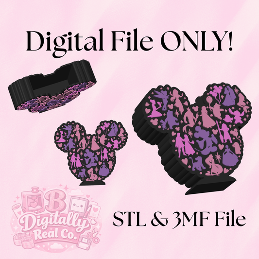 Princess Silhouette Pen Holder – Digital STL & 3MF File – 3D Print Desk Organizer – Fairytale Mouse Desk Decor – Digital Download ONLY
