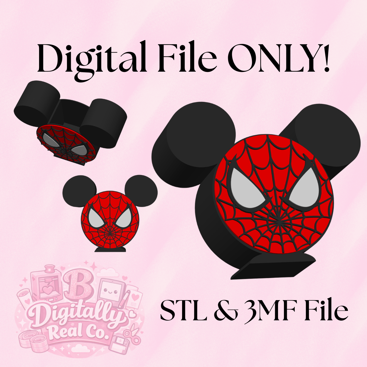 Spiderman Inspired Pen Holder – STL & 3MF Digital File | Mouse Ear Desk Organizer | Superhero Office Decor | 3D Print File ONLY