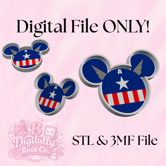 Superhero Inspired Trinket Tray – STL & 3MF Digital File | Patriotic Catch All Tray | Mouse Ear Decor | 3D Print File ONLY