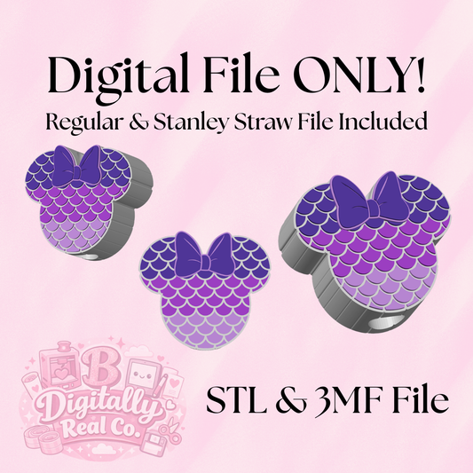 Mermaid Inspired Straw Topper – Regular & Stanley Size – Digital Download – STL & 3MF Files – 3D Print Tumbler Charm – Under the Sea Cup Accessory