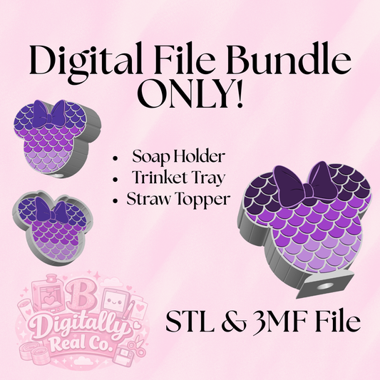 Mermaid Bathroom Bundle – Soap Holder + Trinket Tray + Straw Topper – Digital Download – STL & 3MF Files – 3D Print Under the Sea Set