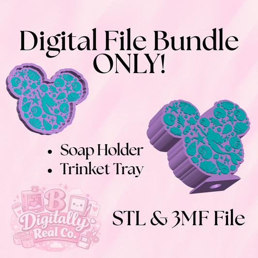 Mermaid Princess Bundle – Soap Holder + Trinket Tray – Digital Download – STL & 3MF Files – 3D Print Under the Sea Bathroom Set