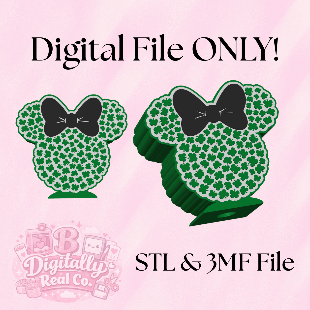 Clover Mouse Soap Holder Digital File | St. Patrick’s Day Bathroom Decor | STL & 3MF Download | 3D Print Soap Stand