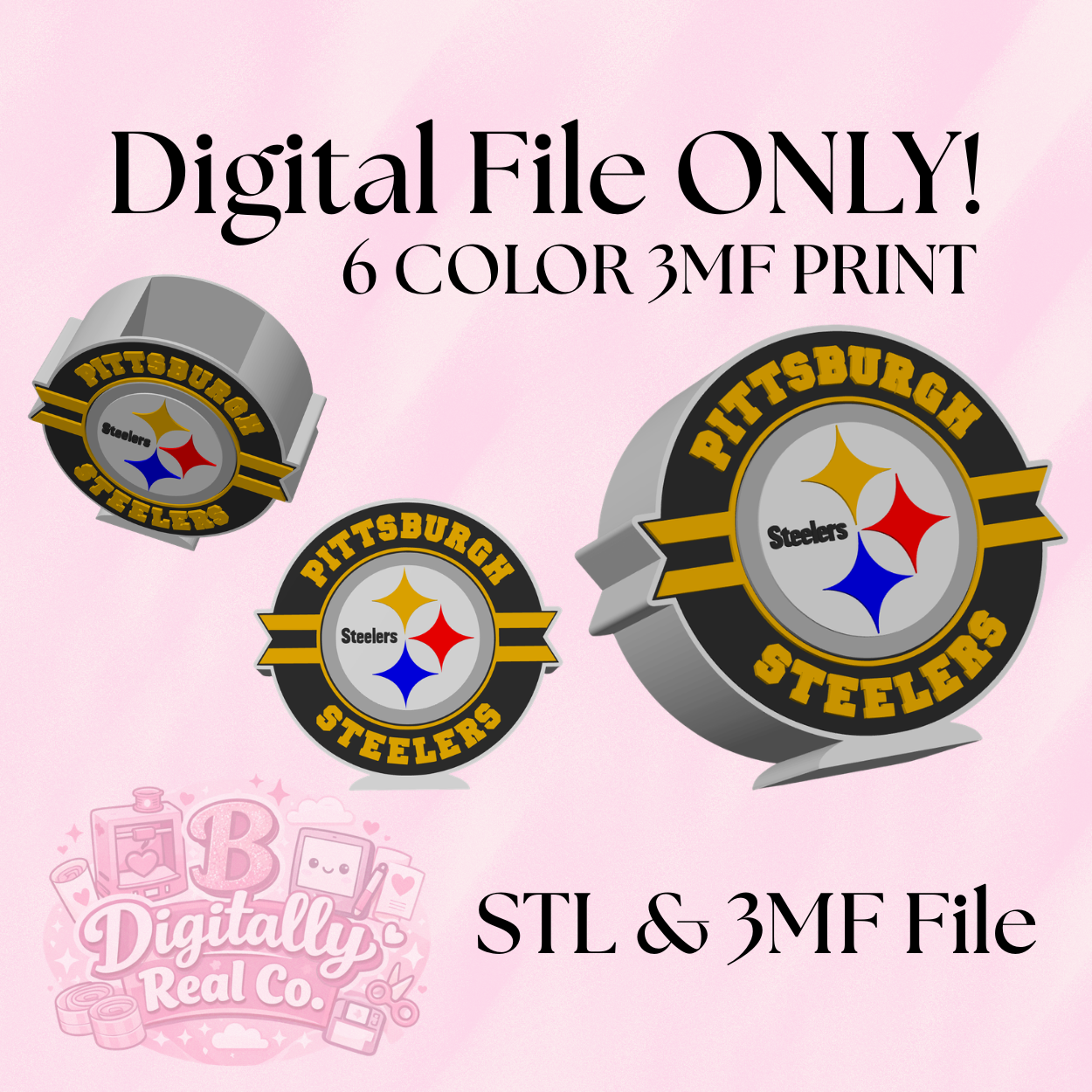 Pittsburgh Football Pen Holder | 6 Color 3MF + STL | Digital Download | Desk Organizer | 3D Print File