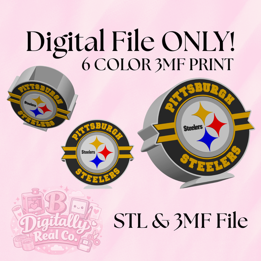 Pittsburgh Football Pen Holder | 6 Color 3MF + STL | Digital Download | Desk Organizer | 3D Print File