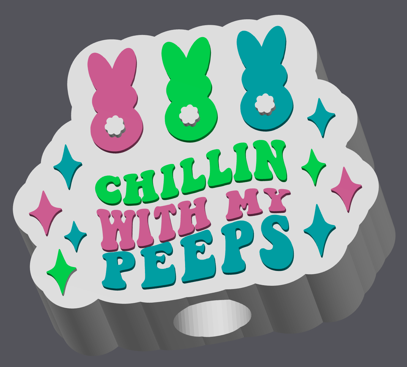 Chillin With My Peeps Straw Topper | Easter Straw Charm Digital File | 8mm & 10mm | Regular & Stanley Size | STL & 3MF Download