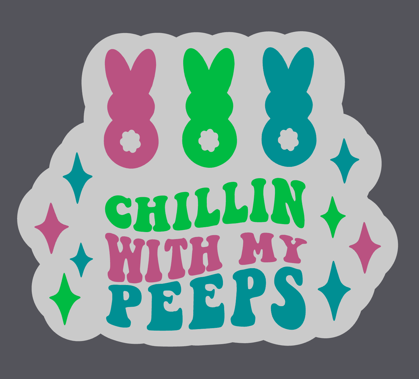 Chillin With My Peeps Straw Topper | Easter Straw Charm Digital File | 8mm & 10mm | Regular & Stanley Size | STL & 3MF Download