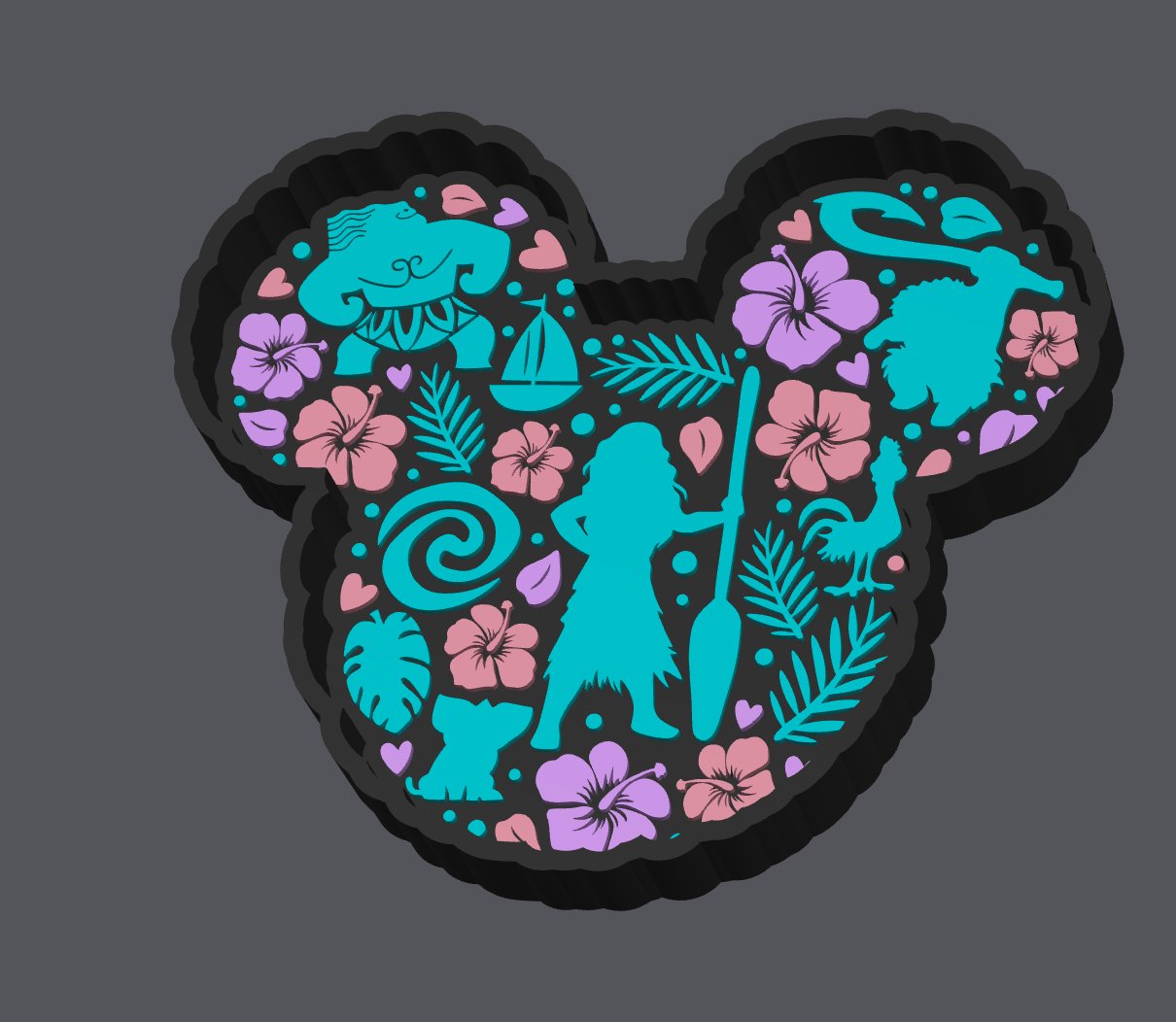 Island Princess Inspired Trinket Tray – Digital Download – STL & 3MF Files – 3D Print Jewelry Dish – Tropical Vanity Decor