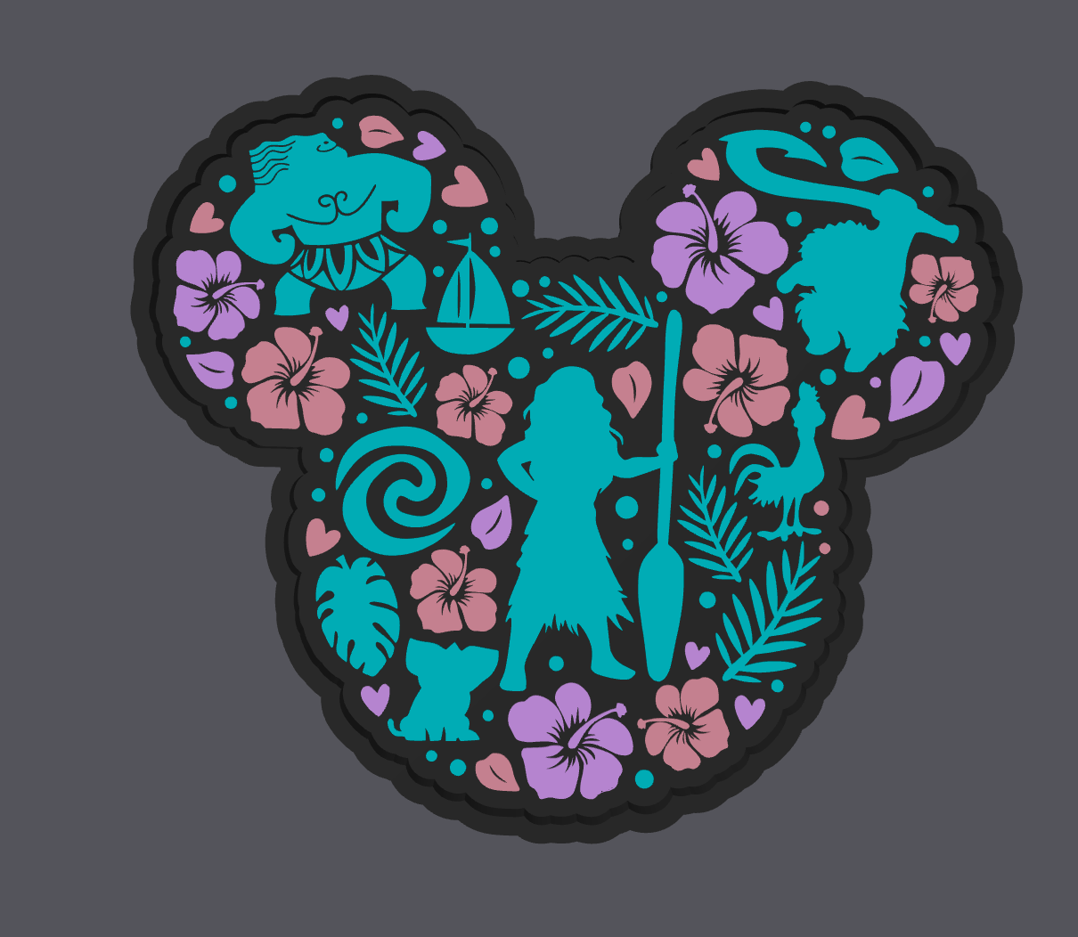 Island Princess Inspired Trinket Tray – Digital Download – STL & 3MF Files – 3D Print Jewelry Dish – Tropical Vanity Decor