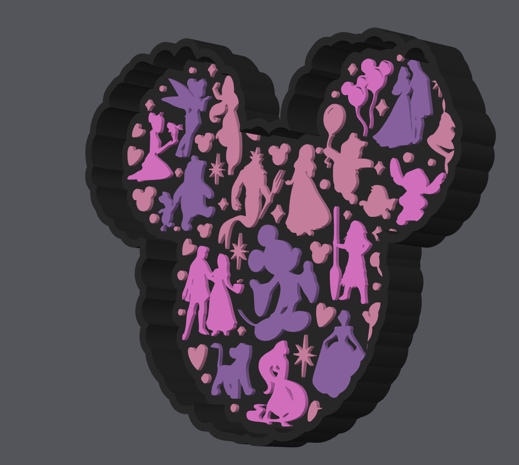 Princess Silhouette Trinket Tray – Digital STL & 3MF File – 3D Print Jewelry Tray – Mouse Head Princess Decor – Digital Download ONLY